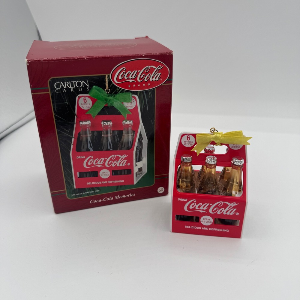 Carlton Cards Coca-Cola 6 Pack Bottles Christmas Ornament CXOR-073C 2001 Vintage